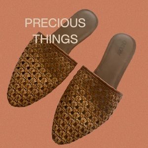 Woven Leather Flat Mules